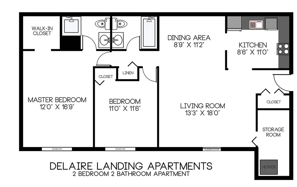 Floor plan Two Bedroom Two Bath