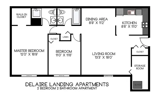 Floor plan Two Bedroom Two Bath