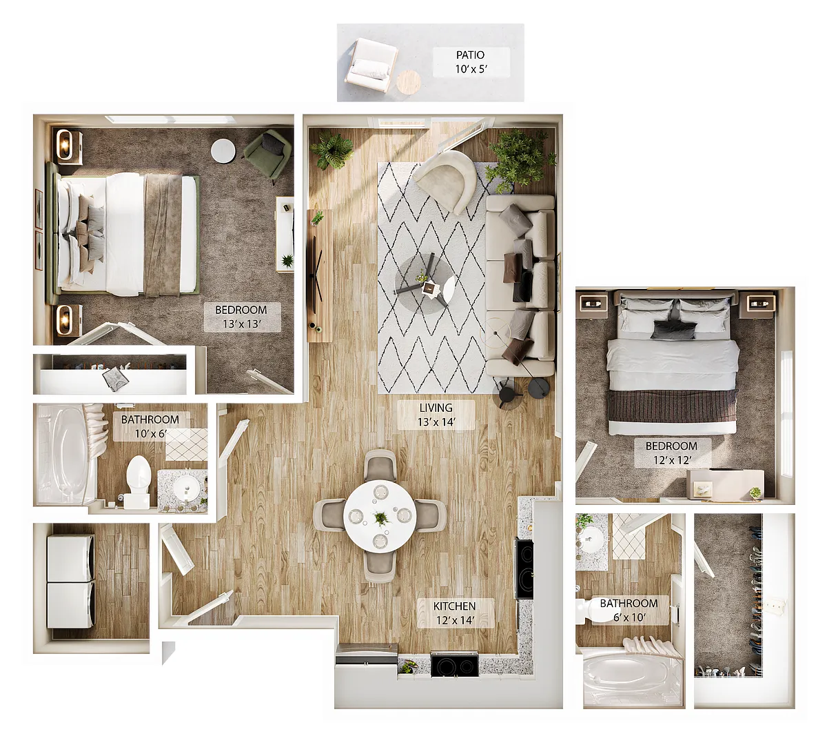 Floor plan 2 BR Vale Courtyard