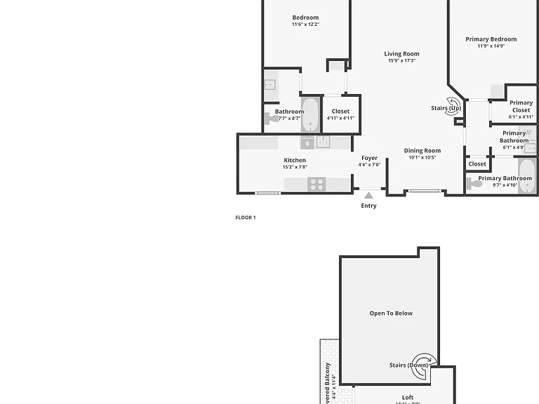 Floor plan of 2+2 with loft