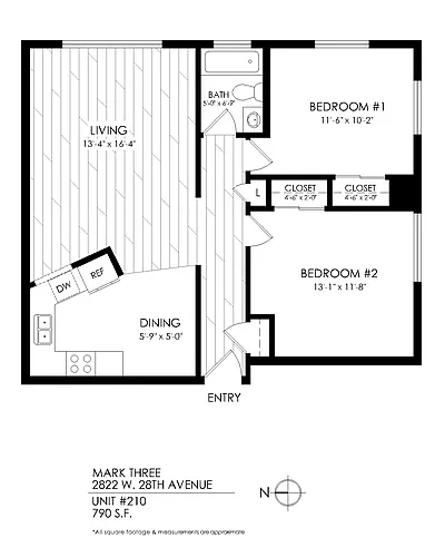 Floor plan 2 Bedroom x 1 Bath