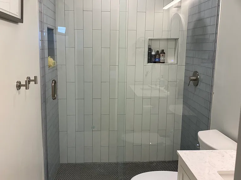 Master Bath with walk-in glass shower enclosure