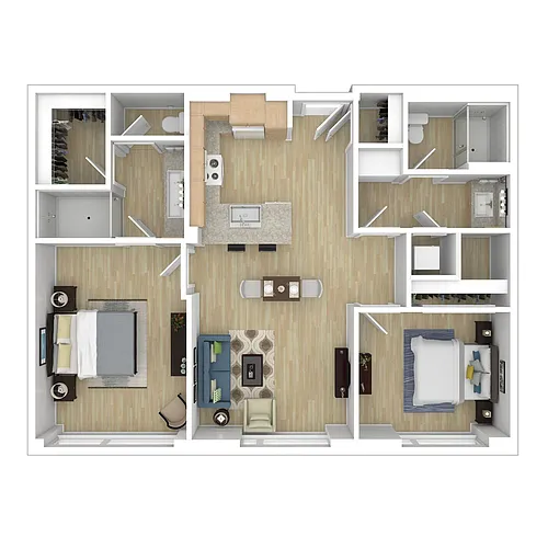 Floor plan Medium 2 Bedroom 2 Bath
