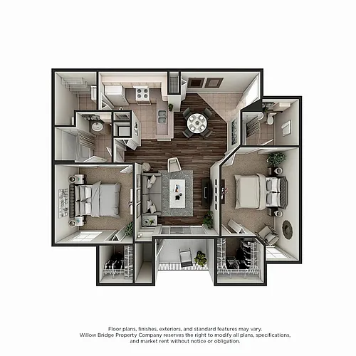 Floor plan South Hampton - 2 BR - 2 BA
