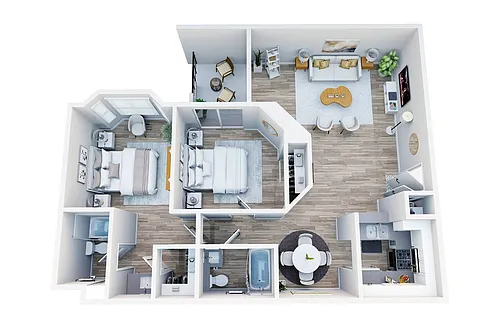 Floor plan 2 Bed 2 Bath C