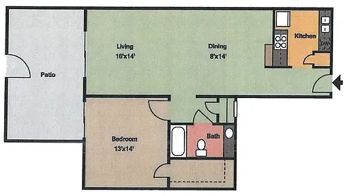 Floor plan 1x1B