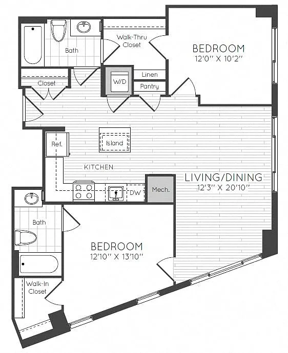 Floor plan 2 Bed/2 Bath