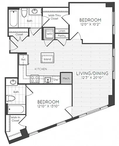 Floor plan 2 Bed/2 Bath