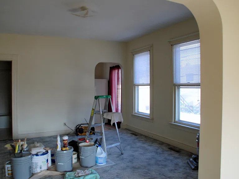 Dining room looking to the right. During a cleaning.