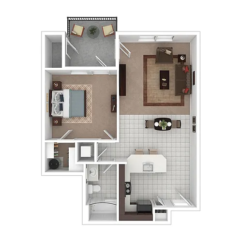 Floor plan A1: 1 Bed 1 Bath