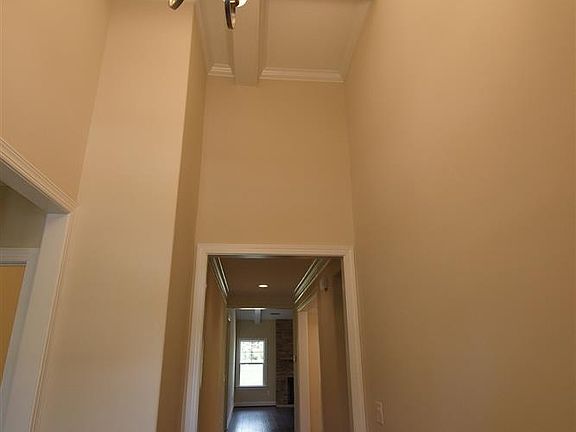 Foyer with coffered ceiling