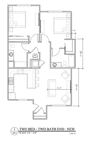 Floor plan New Building 2 Bed 2 Bath