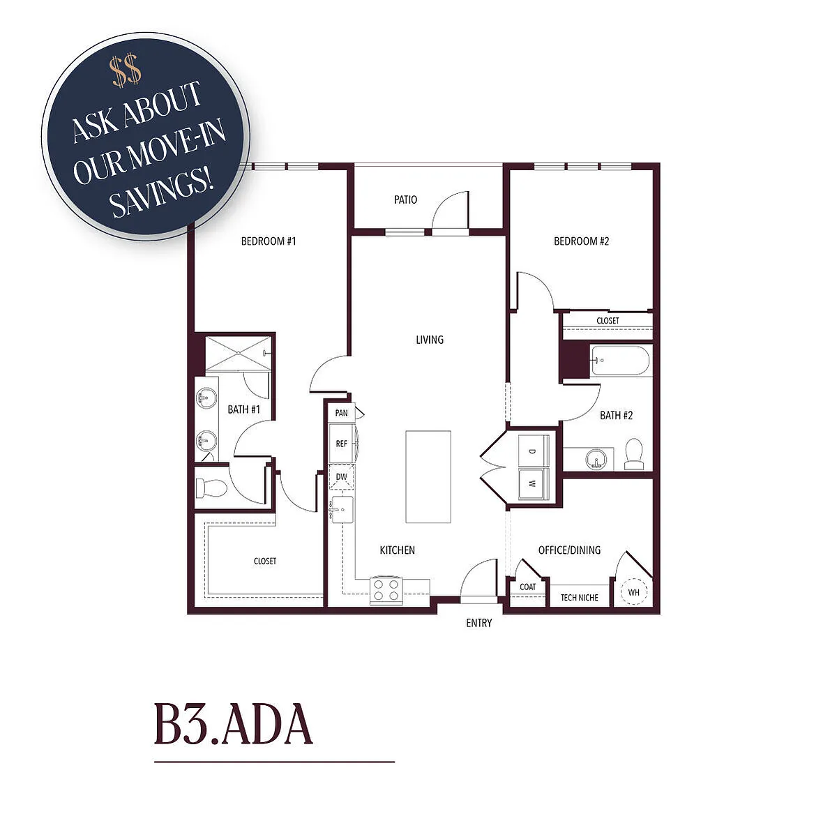 Floor plan B3.ADA - ASK ABOUT OUR MOVE-IN SPECIALS!!