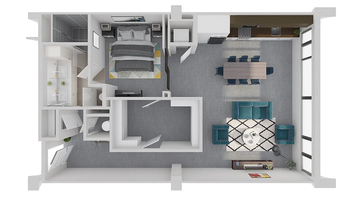Floor plan A10 - 1 Bedroom 1 Bath