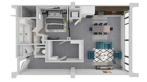 Floor plan A10 - 1 Bedroom 1 Bath