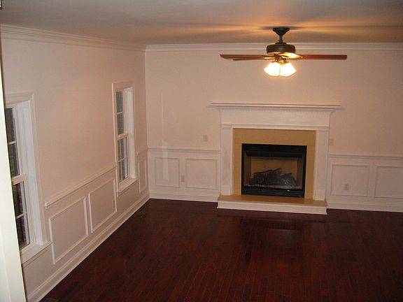 Brazilian cherry wood floor, fireplace