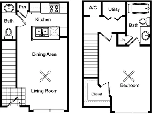 Floor plan 1 Bedroom Townhome