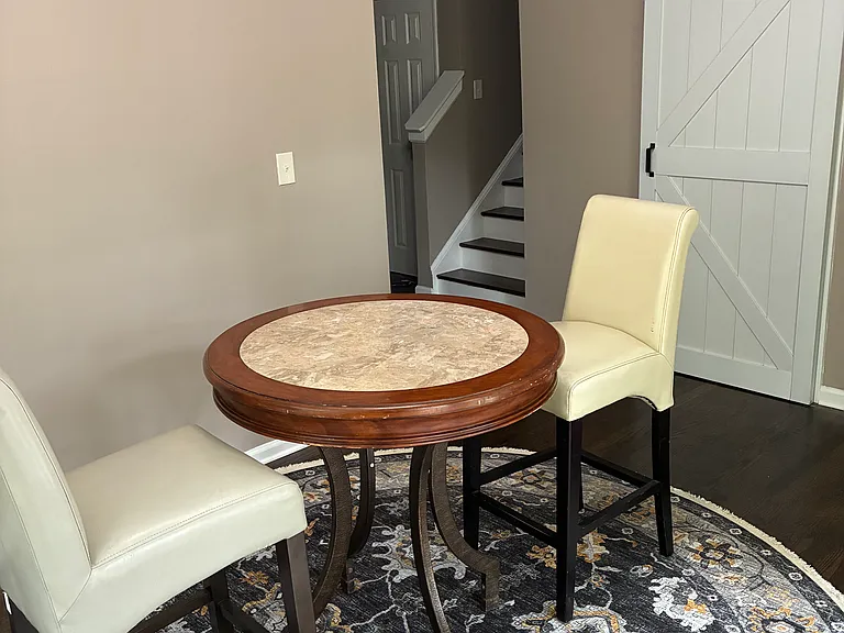 Dining area or break room that leads to outside deck.