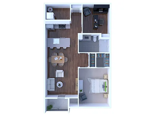 Floor plan 1 Bedroom/1 Bathroom w/ Den - Phase 2