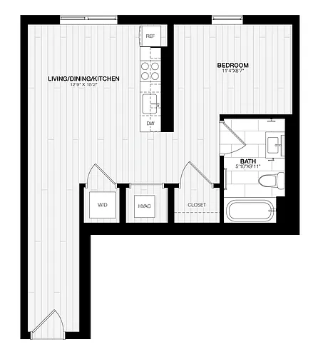 Floor plan 1 Bed/1 Bath JR-B2
