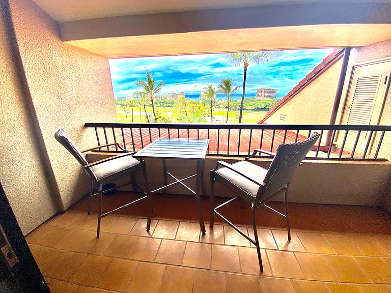 Upstairs private lanai overlooking whalers village with ocean views