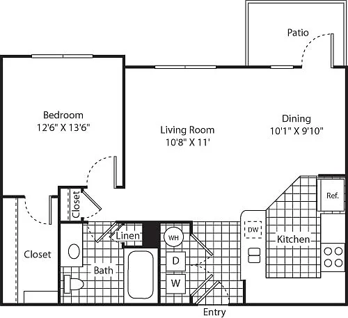 Floor plan One Bed A-2 - Phase II