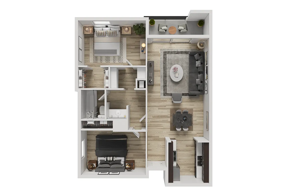 Floor plan 2BD, 1BTH B11
