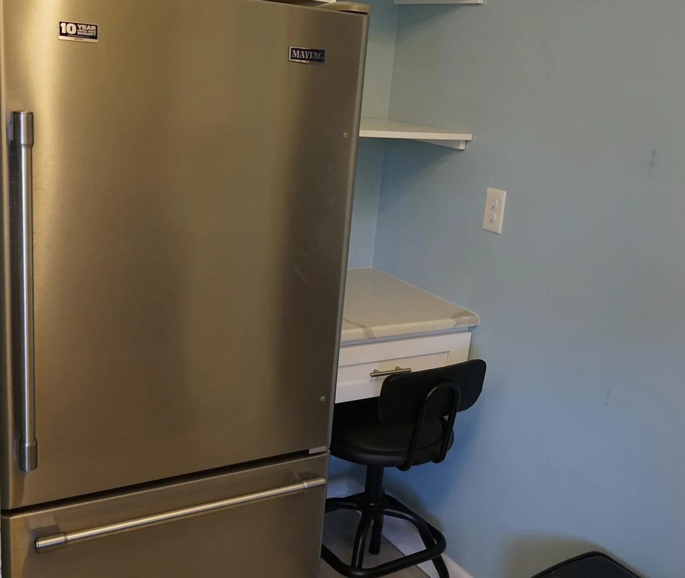 Maytag refrigerator/freezer and work station