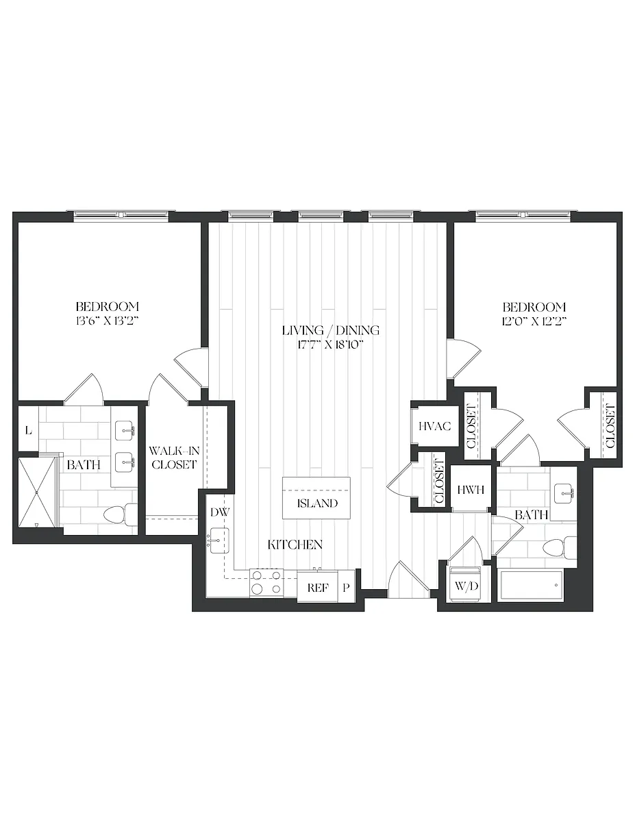 Floor plan 2 Bed/2 Bath-2B-6-The Barrett