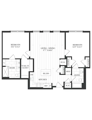 Floor plan 2 Bed/2 Bath-2B-6-The Barrett