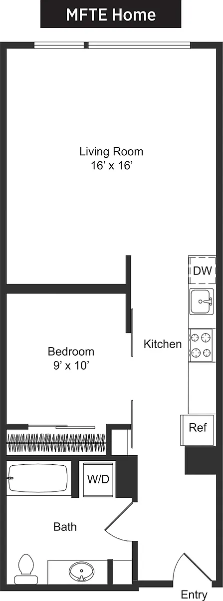 Floor plan One Bedroom B1 MFTE