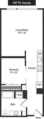 Floor plan One Bedroom B1 MFTE