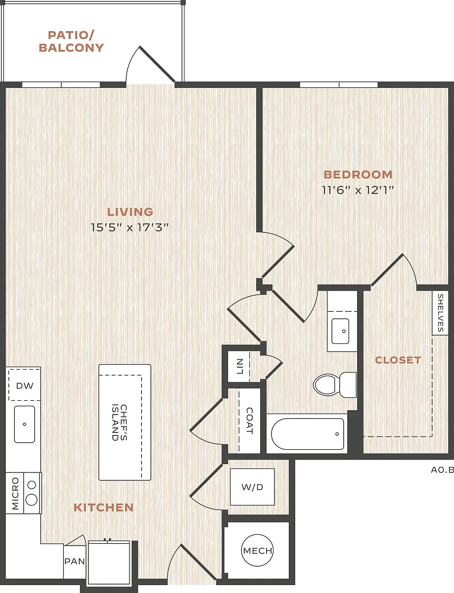 Floor plan 1 Bed/1 Bath-A1-L
