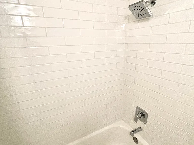 Shower with European tile and Moen trim.