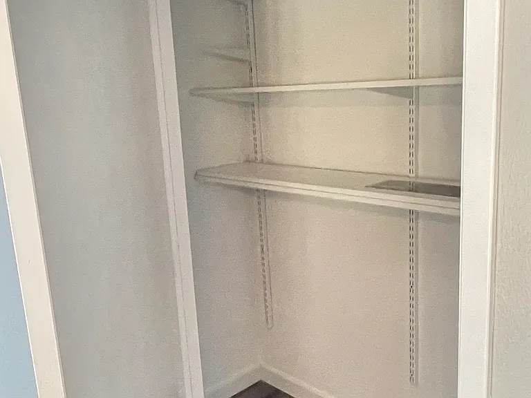 Walk-in closet in the living/sleeping area.
