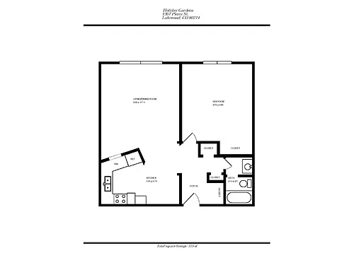 Floor plan HOLIDAY GARDENS- ONE BEDROOM - B