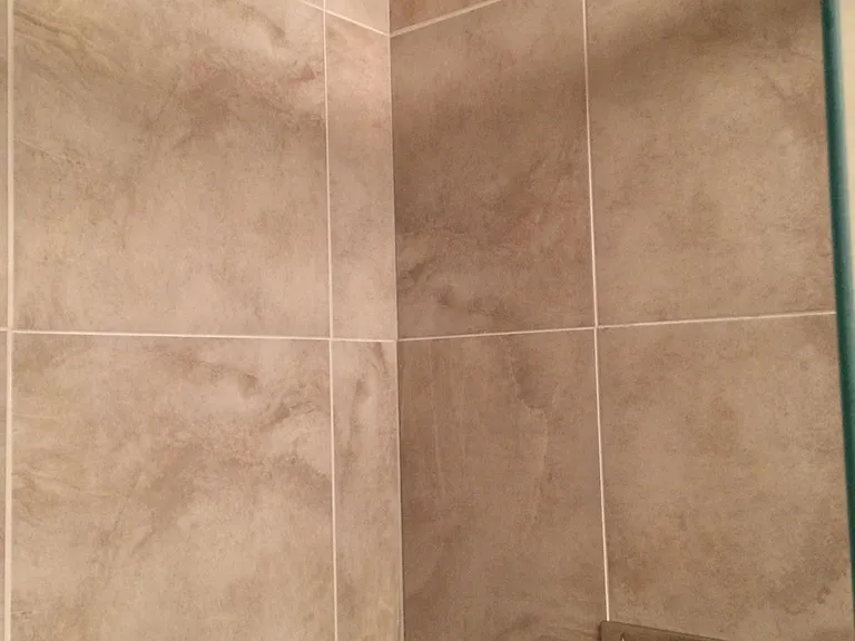 tiled shower in master bath