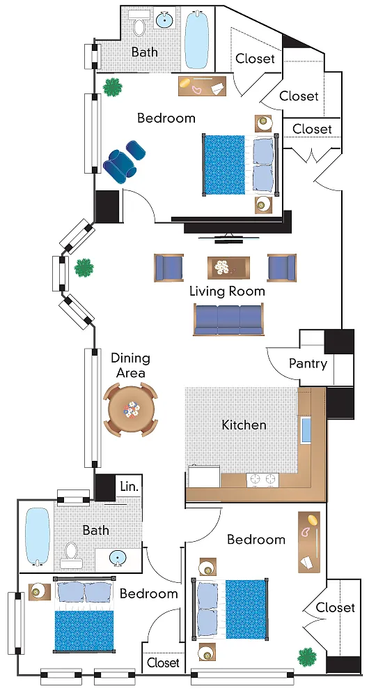 Floor plan Renovated 3 Bedroom 12 Tier