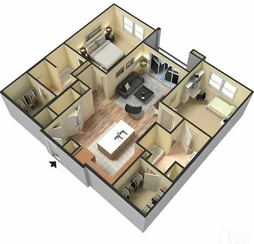Floor plan Two Bed/Two Bath