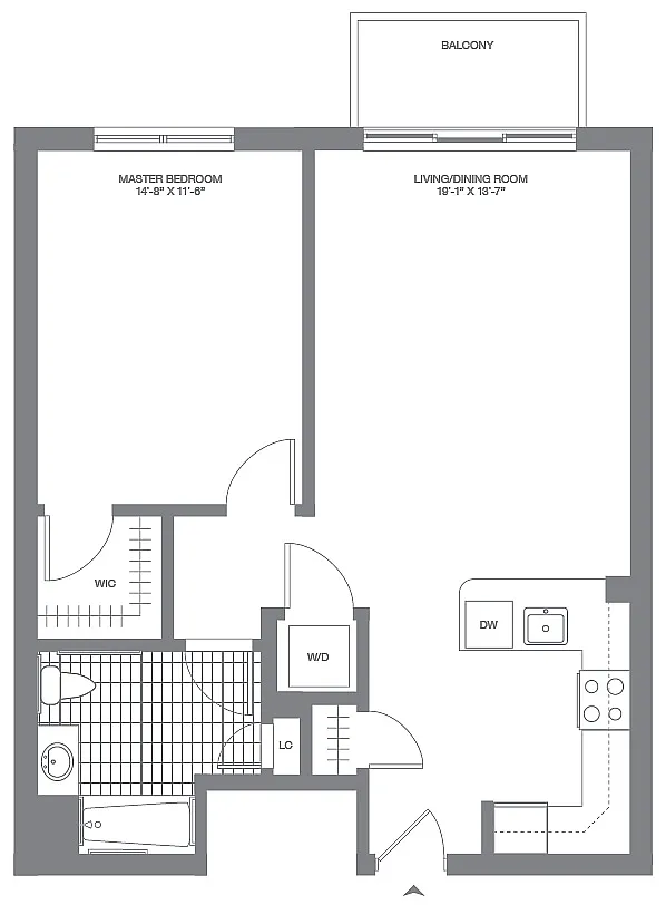 Floor plan 1 Bed/1 Bath