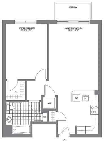Floor plan 1 Bed/1 Bath