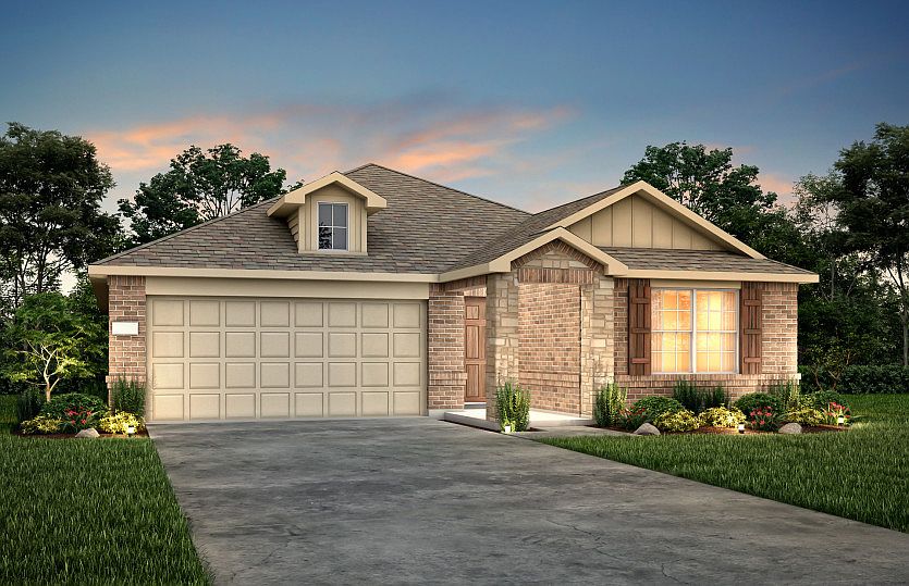 The Killeen, a one-story home with 2-car garage, shown with Home Exterior LS201