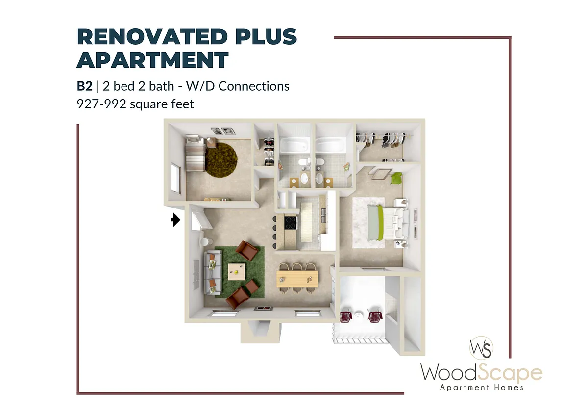 Floor plan B2 (W/D Connections) Renovated Plus