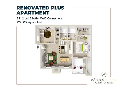 Floor plan B2 (W/D Connections) Renovated Plus