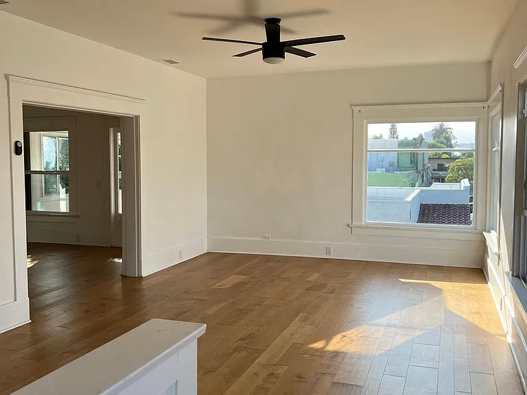 Living room facing city views