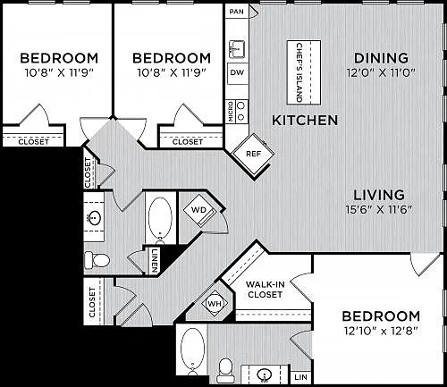 Floor plan Three Bedroom