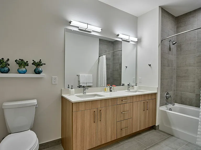 Experience luxury in this elegantly designed modern bathroom, crafted for relaxation and style.