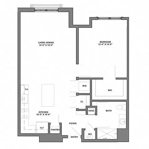 Floor plan 1 Bed/1 Bath-A15-2