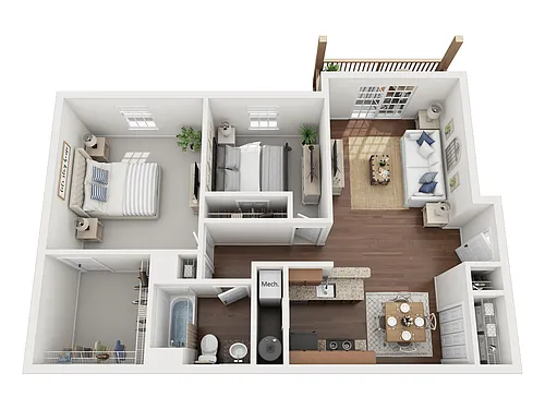 Floor plan Two Bedroom, One Bath