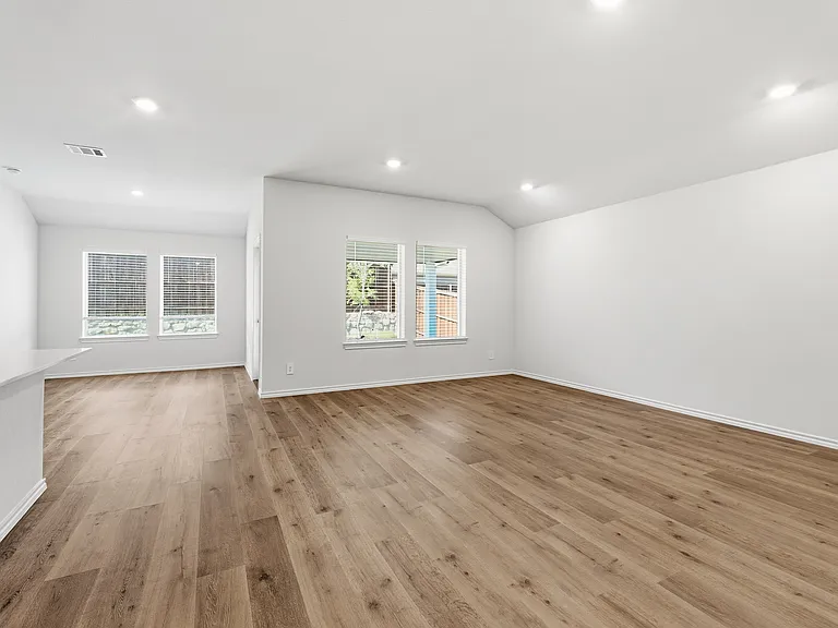 Open concept integrating kitchen eat in area, living roomm and dining area